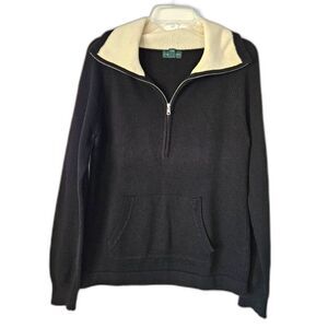RALPH LAUREN Pullover 3/4 100% Cotton Zipper Sweater Old Money Petite Large